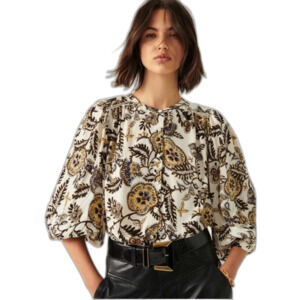 ba&sh Floral Oversized Boho Balloon Sleeve Valska Blouse | M